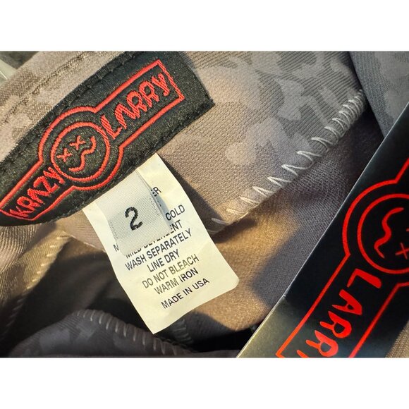 Krazy Larry Microfiber Dress Pants Size 2 Pull On Brown Print NWT Stretchy Slim - Picture 3 of 8